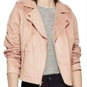 Blush Pink Vegan Suede Moto Jacket